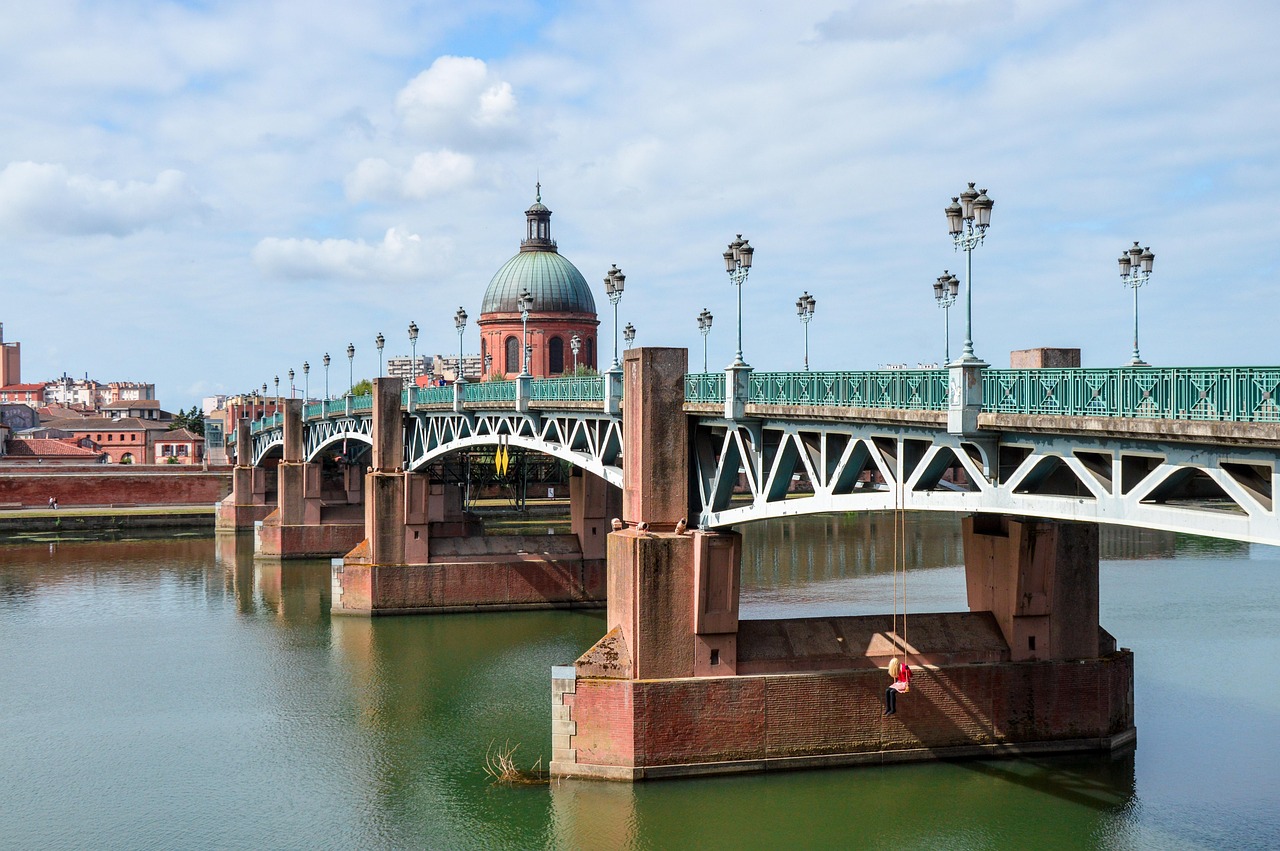bridge, toulouse, nature, france, architecture, heritage, travel, pink, city, sky, tourism, colorful,  location food truck